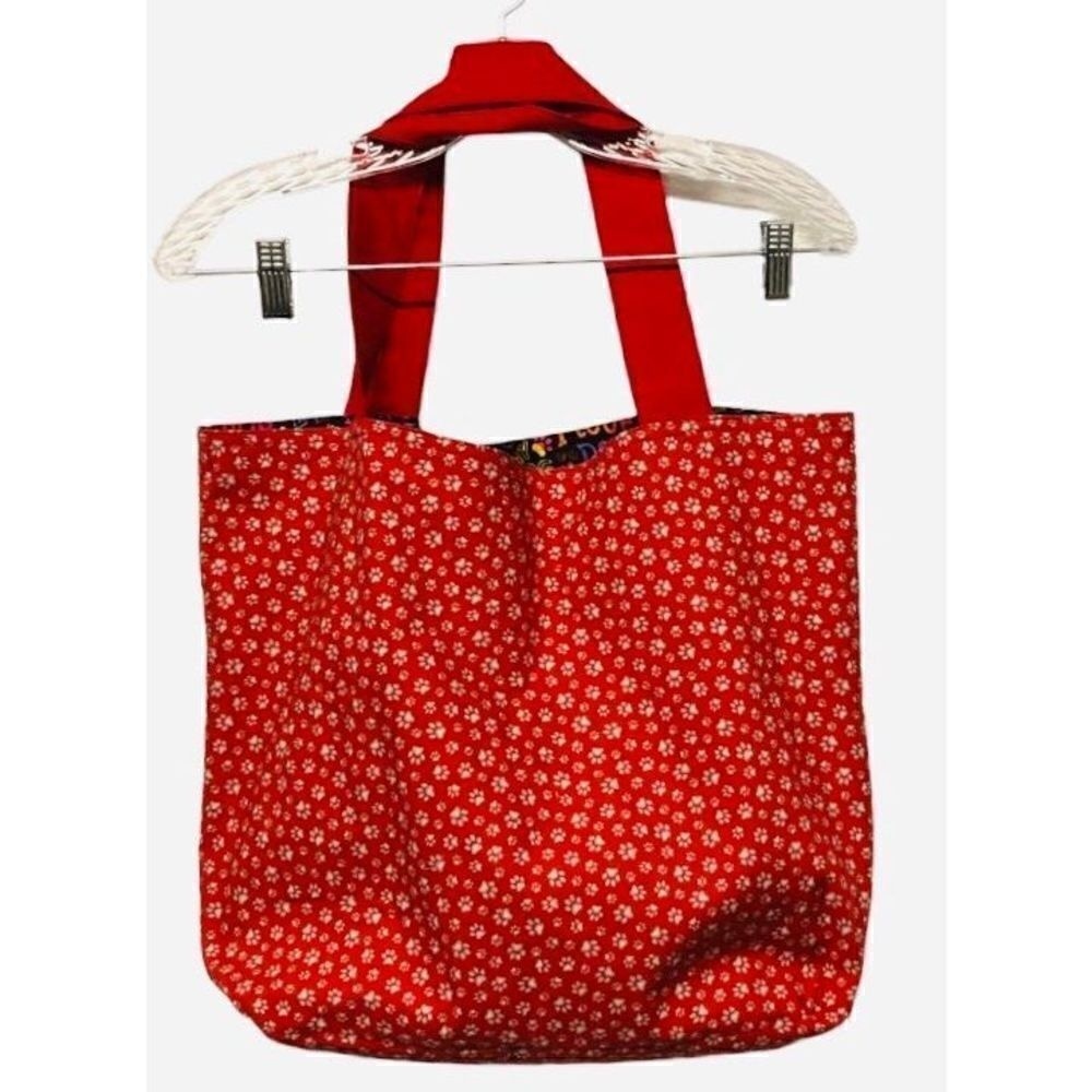 Homemade I Love My Dog Reversible Red Rainbow‎ Tote Bag, Dog Paw-print Dog-mom - Picture 4 of 6